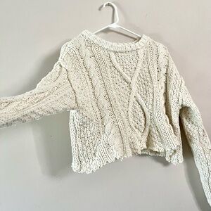 Free People Cream Cable Knit Sweater